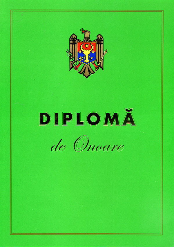 Diploma of the Ministry of agriculture and food industry of Moldova
